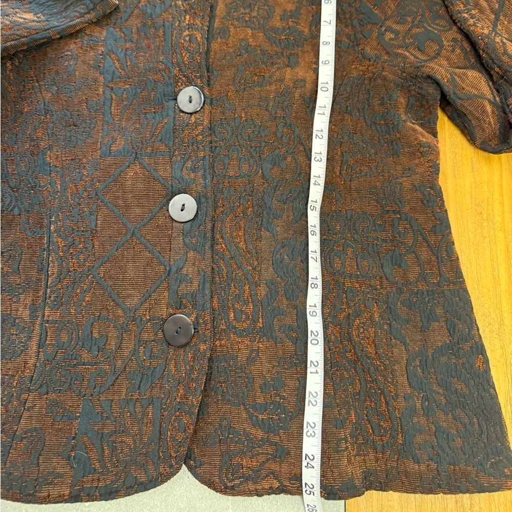 Vintage CMC Color Me Cotton Tapestry Jacquard Jacket Blazer Brown Black Large - Picture 11 of 12